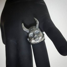 Biker Gothic Horned Devil Demon Baby Fashion Punk Jewelry Stainless Steel Ring - £7.32 GBP