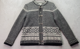 Cambridge Dry Goods Cardigan Sweater Women&#39;s Medium Multi Knit Wool Metal Clasps - £33.07 GBP