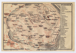 1914 Antique Map Of Skansen / Kungliga Djurgarden / Stockholm / Sweden - £14.60 GBP