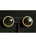 Unbranded Vintage Mid Century Gold Tone Faux Black Onyx Button Clip On E... - £55.05 GBP