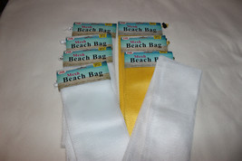 Lot of 8 Mesh Drawstring Beach Gear Bags 23” x 30” - 5 White &amp; 3 Yellow - £7.82 GBP