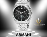 Emporio Armani Men&#39;s Classic Black Dial Stainless Steel Quartz watch AR0373 - £105.83 GBP