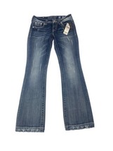Miss Me Womens Jeans Bootcut sz 26 Jeweled Factory Distressed Thick Stitch $103 - £35.69 GBP