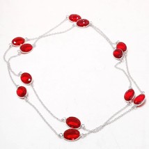 Mozambique Garnet Oval Shape Handmade Ethnic Gifted Necklace Jewelry 36" SA 6771 - £3.89 GBP