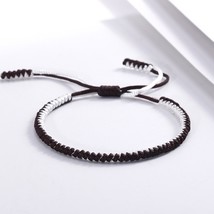 Charm Tibetan Buddhist Braided Bracelet Women Men Black Coffee White Thread Hand - £8.37 GBP