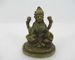 Brass Vishnu Figurine Seated God Miniature Statue Hollow Votive 2&quot; 4 Arms - $24.00