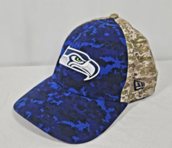 Seattle Seahawks Blue Camo 39Thirty New Era FlexFit Small Medium Hat Cap... - $14.95