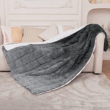 Faux Fur Weighted Blanket 60&quot;x80&quot; 15lbs,Fuzzy Cozy Shaggy Weighted Blanke (Grey) - £38.66 GBP
