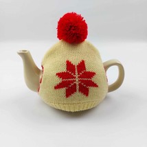 One person teapot with red snowflake cosy and pom pom on top scandinavian style - $29.57