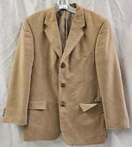 Vtg SupraSuede Bernhard Altman Couture Men&#39;s Beige Sport Coat Suit Jacket Men 44 - £38.11 GBP
