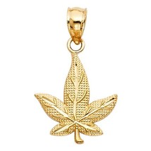 Precious Stars 14k Yellow Gold Marijuana Leaf Pendant - £49.86 GBP