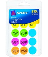 315 rOund Garage Yard Estate SALE STICKERS Neon Price tags Label Removab... - $18.31