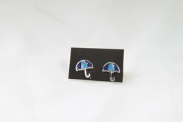 Earrings (New) Blue Umbrella - Light &amp; Dark Blue - 5/16&quot; - £3.50 GBP