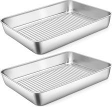 12.4 Inch Deep Baking Pan Set of 2,  Stainless Steel Sheet Cake Lasagna - $64.94 CAD