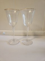 Mikasa SONATA GOLD Crystal Wine Glasses Optic Bowls Set Of 2 Vintage - £13.10 GBP