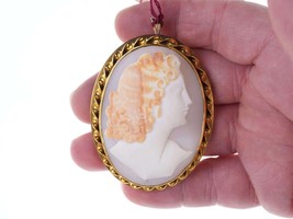 Large Antique 14k gold Shell Cameo b - £631.01 GBP