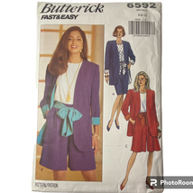 1993 Butterick 6592 Misses Jacket Top Skirt Shorts 6 - 10 Linen Crepe Faille - $9.87
