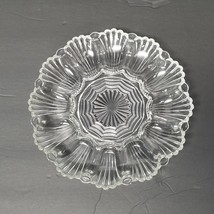 Anchor Hocking Deviled Egg Plate Vintage Clear Glass Scalloped Rim 10&quot; Dish Tray - £8.14 GBP