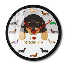 I Love Dachshunds Puppy Dog Black Metal Frame Wall Clock Home Business Decor - $48.99