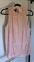 A. Byer Lace High Neck Sleeveless Blouse Pink Size XL - £7.96 GBP