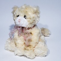 Gund Penny 6&quot; Sitting Tabby Cream Kitten Cat Plush 11029 Pink Floral Rib... - £13.53 GBP