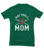 Mom TShirt Softball Mom Green-V-Tee  - £17.63 GBP