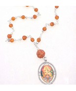 Rudraksha Seeds Lakshmi &amp; Lilly Flower Necklace - $27.27