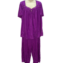 Only Necessities Shimmer Pajama Set Purple Size XL Pants Short Sleeve Nylon - £31.43 GBP