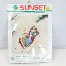 Sunset Patchwork Angel Counted Cross Stitch on Waste Canvas Kit 18348 9&quot;x9&quot; - £7.01 GBP
