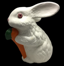 Vintage Ceramic Hand Painted Bunny Rabbit 1970s 9.5&quot; Tall Spring Decor - £17.70 GBP
