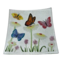 Wm. McGrath Collectable 9” Square Signed Fusion Art Glass Plate - Flower Garden. - £21.67 GBP