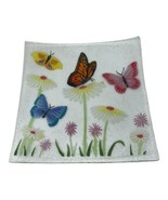 Wm. McGrath Collectable 9” Square Signed Fusion Art Glass Plate - Flower... - $37.20 CAD