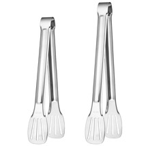 Cooking Tongs Set Of 2 Stainless Steel Tongs Serving Kitchen Tools For B... - $31.15