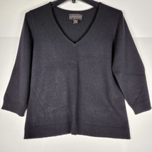 Classiques Entier V-neck Sweater Size L - Black - 100% Cashmere Beige 3/4 Sleeve - £14.74 GBP