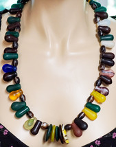 Vintage Czech Art Glass Bead Necklace Tears Drop &amp; Others Many Colors  - £51.83 GBP