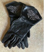 Harley-Davidson Women’s Guantlet BLACK LEATHER Riding Gloves Sz 7 - $85.64 CAD