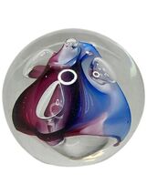 Genuine Hand Cut 24% Lead Crystal, Made In Poland, Blue and Pink Abstract - $46.19