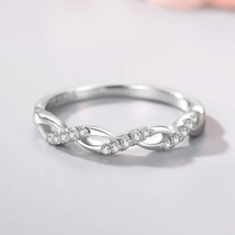Genuine 925 Sterling Silver Lover&#39;s Infinity Fine Zirconia Ring - FAST SHIPPING! - £20.83 GBP