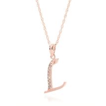 Initial &#39;L&#39; Pendant Diamond Necklace Galaxy Gold GG 14K Solid Rose Gold ... - £376.58 GBP