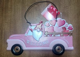 VALENTINE Pink Red Farm Pickup Truck Metal Wall Sign - Welcome. Brand New. - $12.00 CAD