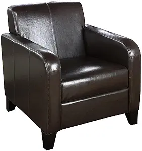 Armen Living 1400 Faux Leather Club Chair, 23x30x32, Brown - £416.29 GBP