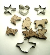 Metal and Wood Cookie Cutter Set 10 Shapes -Horses, TX, Flying Pig, Heart, Stars - £11.98 GBP