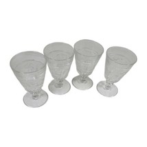 Duncan Miller Set of 4 Clear Sandwich Glass Stem 41 - Water Goblets 8 oz. Wine  - £29.31 GBP