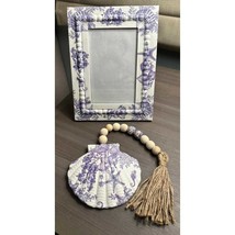 Handmade Coastal Beaded Frame Set: 4x6 Wooden Picture Frame &amp; Shell Tassel - $29.00