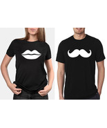 Couples Matching T-shirts Moustaches and Lips Cool Vintage Tees - £14.26 GBP