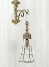 Peyton Rustic Metal Hanging Lantern Lamp Light Caged LED Lantern 6Hour Timer NEW - £40.17 GBP