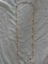 Faux Pearl  &amp; Gold Necklace signed Sarah Coventry (#0255)  - £11.16 GBP