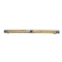 14k Gold Genuine Montana Sapphire Bar Pin w/Gillouche Engraving (#J6877) - $565.40 CAD