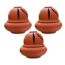 Clay  Sambrani Holder with lid/Dhoop Guggal/Incense Holder Pack  of 3 - £34.81 GBP