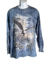 THE MOUNTAIN EAGLE Long Sleeve Blue White T-Shirt Medium - $7.91